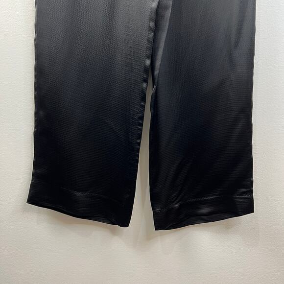 THEORY Black Pajama Pant in Hammered Viscose Satin Side-Zip Full Length 4 S - Picture 4 of 9
